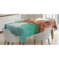 thumbnail image 1 of Ambesonne Venice Tablecloth Rectangular Table Cover, Water Canal Bridge Boat, 60"x90", Turquoise Cinnamon, 1 of 3