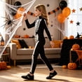 thumbnail image 4 of GiLiling Halloween 3D-Printed Girls Glow Skeleton Charactertume Kids Bone Jumpsuit Kids Glow in the Dark Skeleton Charactertume Halloween Character Dress Up (Black, 7-8 Years), 4 of 9