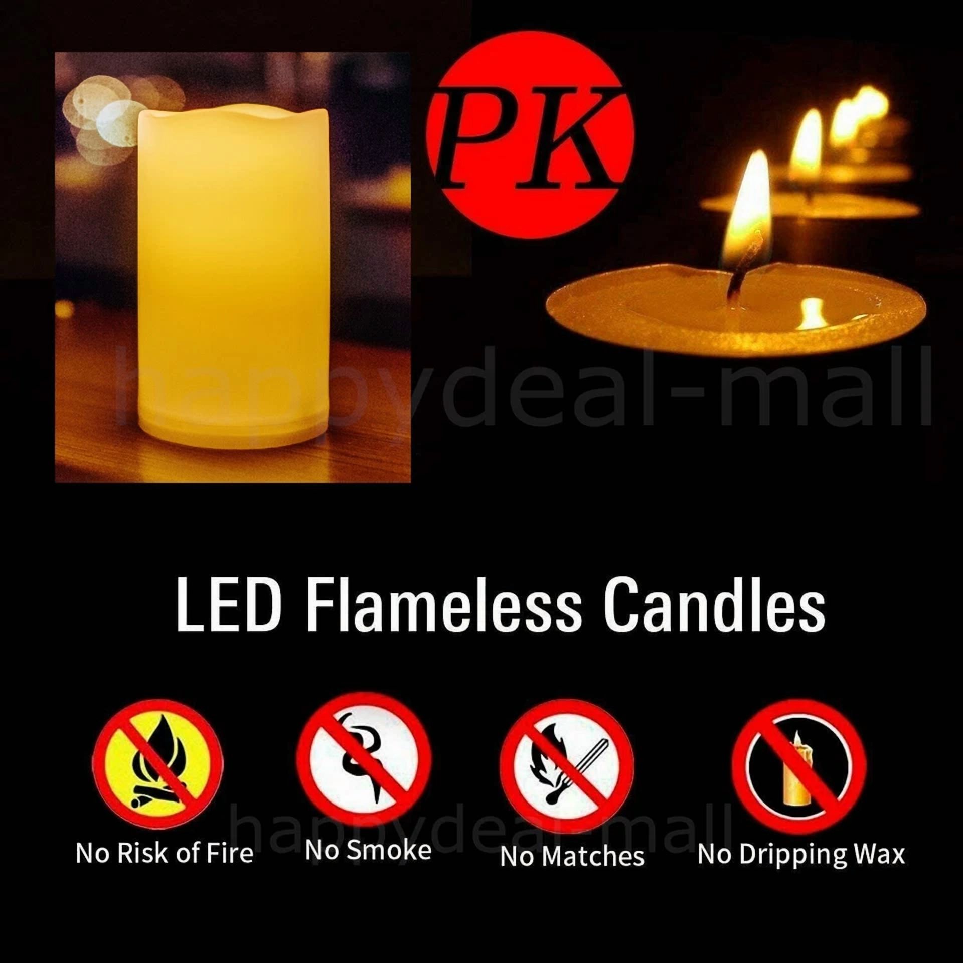 CRESTIN- 2 Pack Flameless Votive Candles Electric Fake Fire Flickering Candle Lights