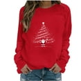 thumbnail image 2 of Craaazy Womens Shirts Round Neck Sweatshirt Santa Graphic Christmas Trees With Lights Printed Christmas Fashion Casual Printed Loose Long Sleeve Tops Gifts, 2 of 4