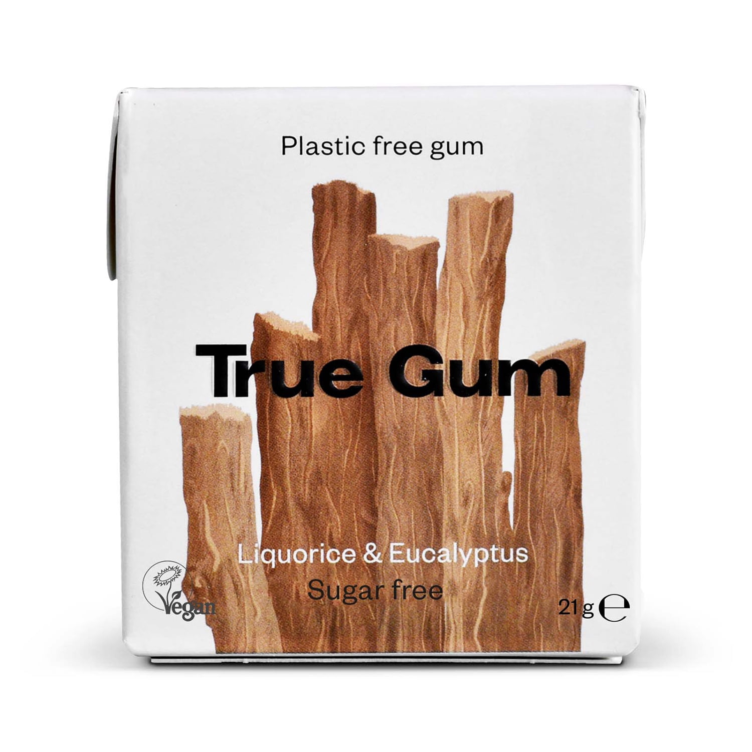 True Gum Chewing Gum Liquorice & Eucalyptus Plastic Free 21g (Box of 24)
