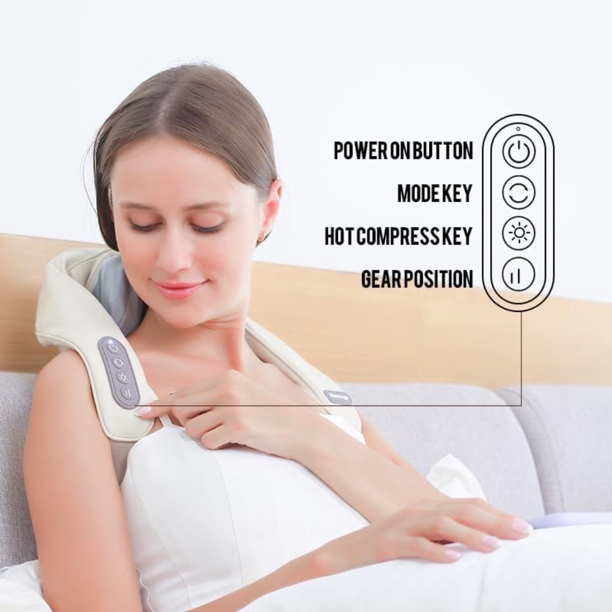 WOWMTN Q6EH_W  6D Electric Shiatsu Neck, Shoulder, Back Massager with Heat(Wihte)