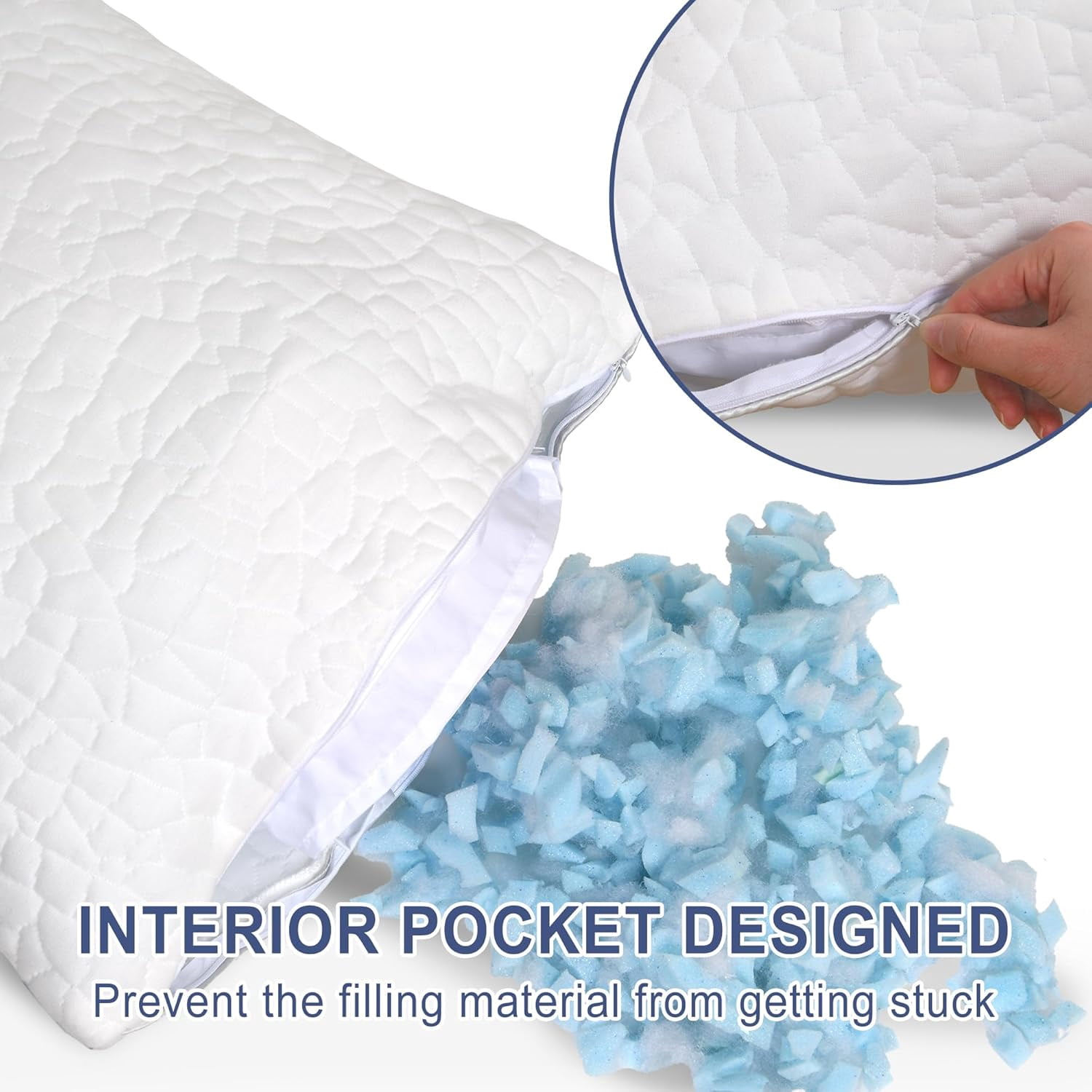 Adjustable Body Pillow for Adults - 20x54 Inch Shredded Memory Foam Body Pillow with Removable & Washable Pillowcase, Full Body Support for Side Sleepers, Pregnancy & Pain Relief