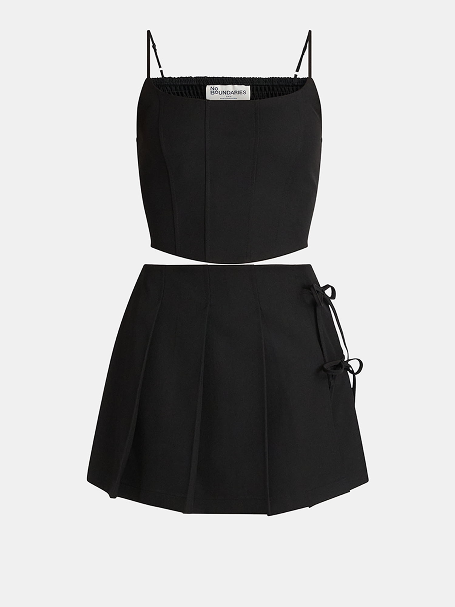 【NONCODE】Ner shirt + bustier + pleated skirt set No Boundaries Corset Top and Pleated Mini Skirt Set, 2-Piece