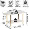 thumbnail image 3 of Oval Coffee Table White, Small Wooden Coffee Table for Small Space, Tea Table Stand 35 * 16 * 17 inches, 2 Tier Center Table for Living Room White YD-012W, 3 of 14
