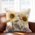 thumbnail image 3 of Sunflower Vintage Pillow Covers 16x16 Inch, Farmhouse Botanical Floral Butterfly Linen Pillowcase with Invisible Zipper, Decorative Throw Pillow Covers Cushion Case for Couch Sofa Bed Living Room, 3 of 9
