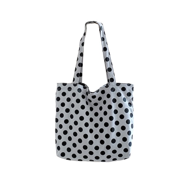 JennyShop Casual Polka Dot Bolsa De Canvas De Gran Capacidad Bolsa De Mujeres Versátil Bolsa De Hombro De Corduroy Mori Bolsa De Comutador Tote