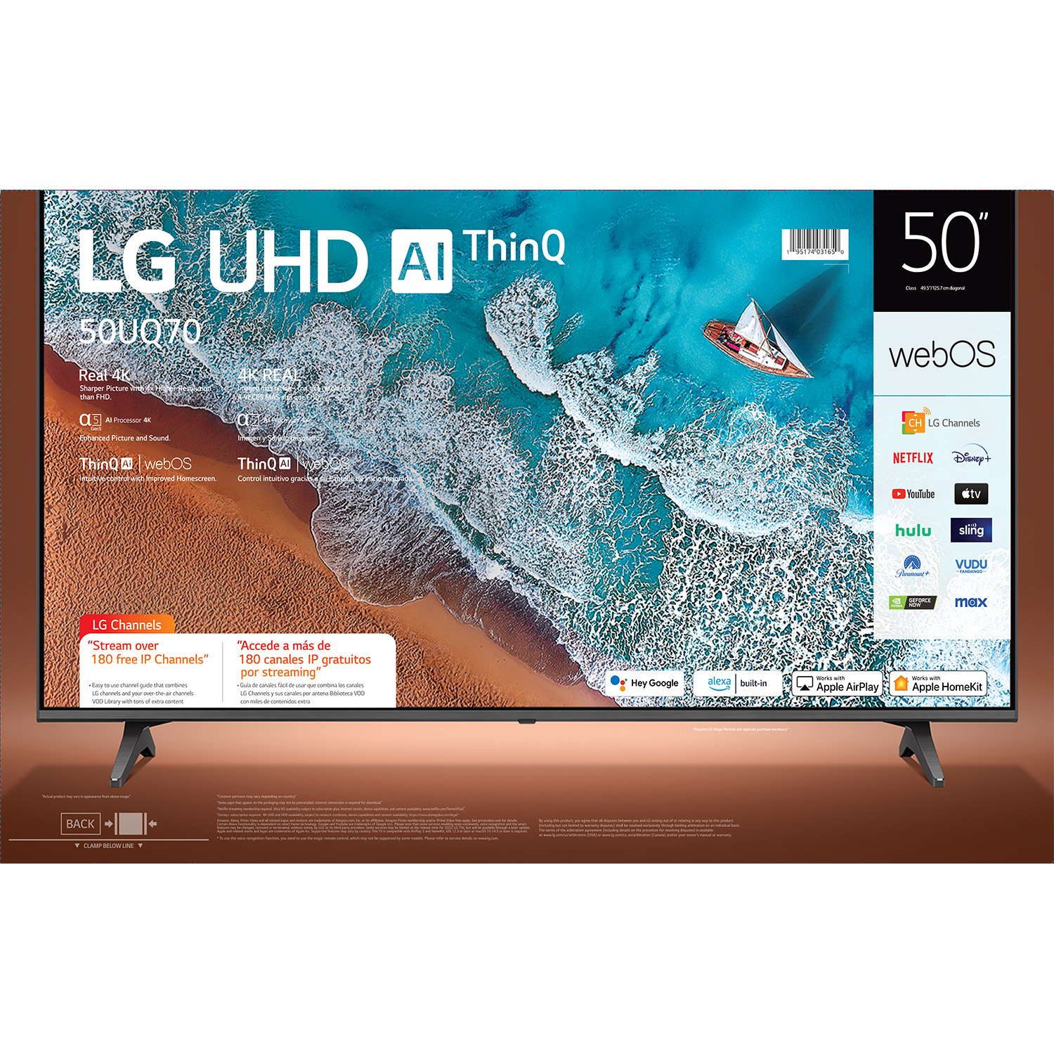 LG 50” 4K UHD Smart TV 2160p webOS, 50UQ7070ZUE - image 5 of 15