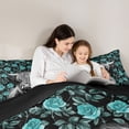 thumbnail image 5 of jejeloiu Teal Rose Cow 7-Piece Twin Bedding Sets Kids,Western Print Bedding Comforter Set,Reversible, 5 of 7