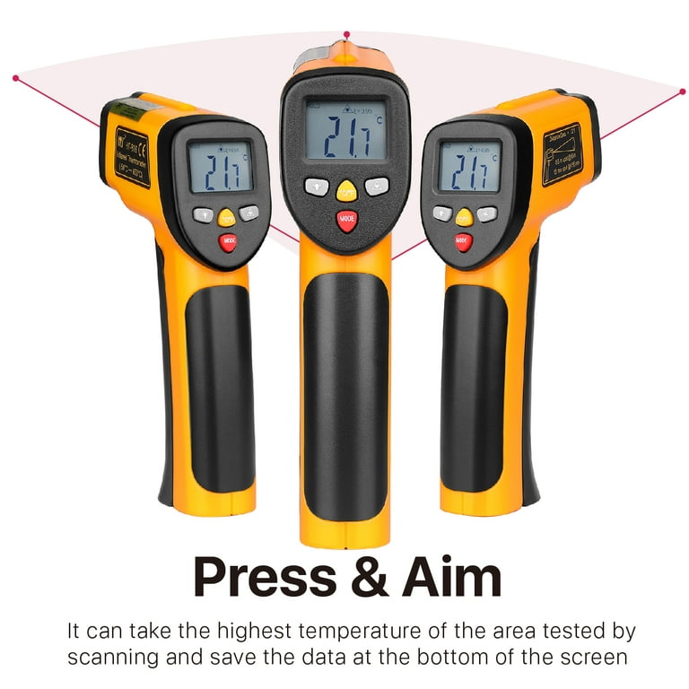 Laser Infrared Thermometer Non-Contact Digital Temperature Gun，-50°C to  400°C(-58°F to 752°F) IR Thermometer for Industrial,Kitchen Cooking,Ovens