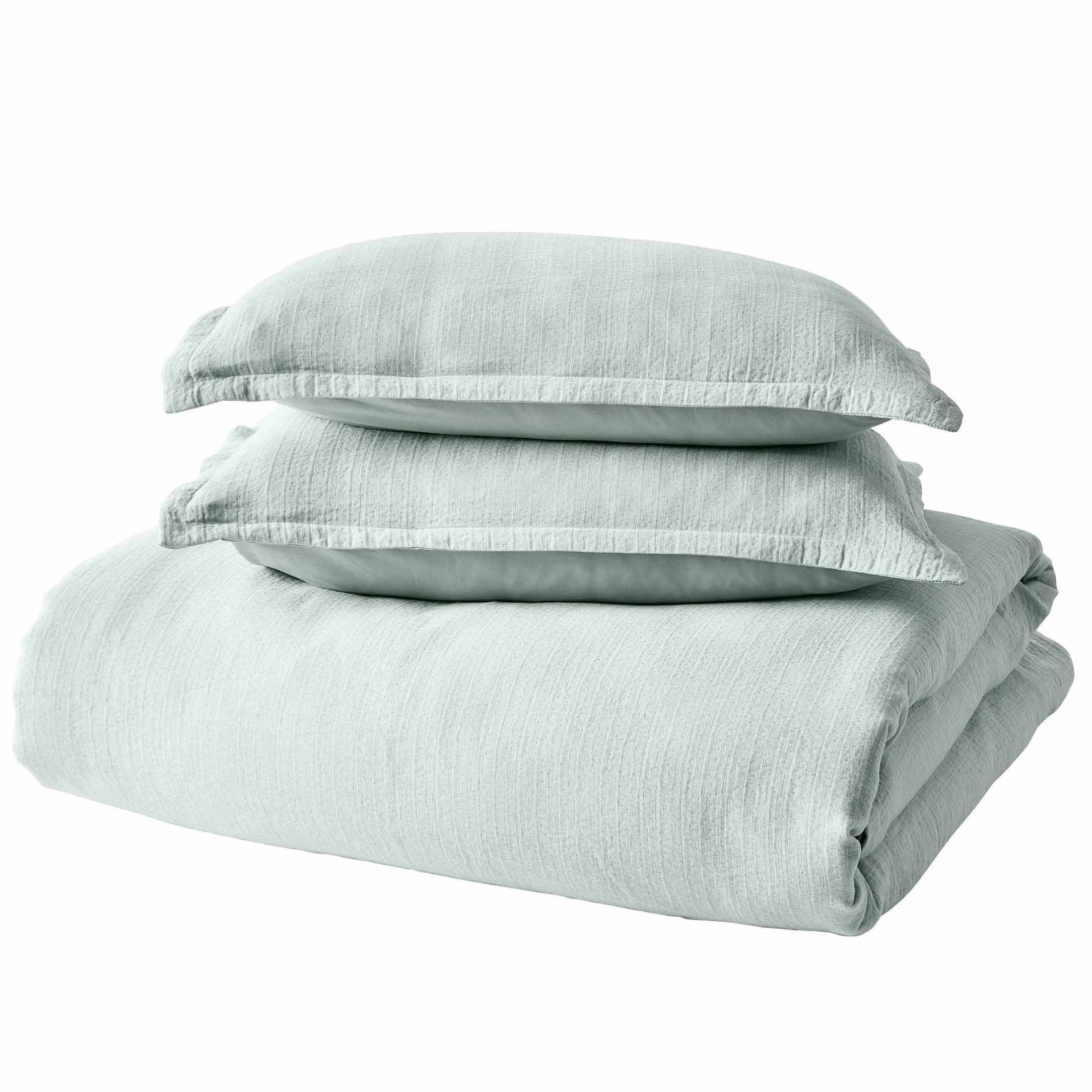 Better Homes & Gardens 3-Piece Sage Green Crinkled Gauze Duvet Set, Adult Full/Queen