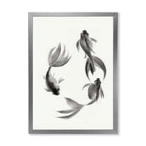 Designart 'Black and White Vintage Fish III' Nautical & Coastal Framed Art Print