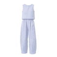 thumbnail image 7 of DYTTDG Women's Gingham Print 2-Piece Outfit | Sleeveless Round Neck Top & Elastic Waist Wide Leg Pants Set with Pockets, Casual Lounge Set, 7 of 7