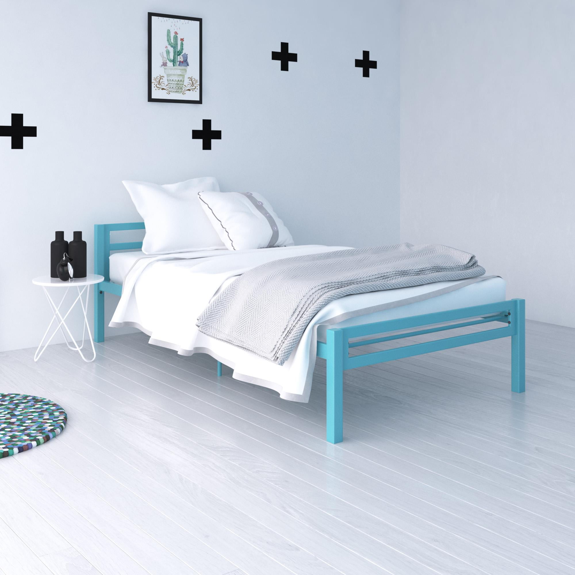 Mainstays Premium Metal Twin Bed, Teal Twin Bed Frame