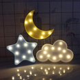 thumbnail image 1 of 3 piezas de luz LED 3D de noche con forma de luna y estrella de Navidad, 1 of 5