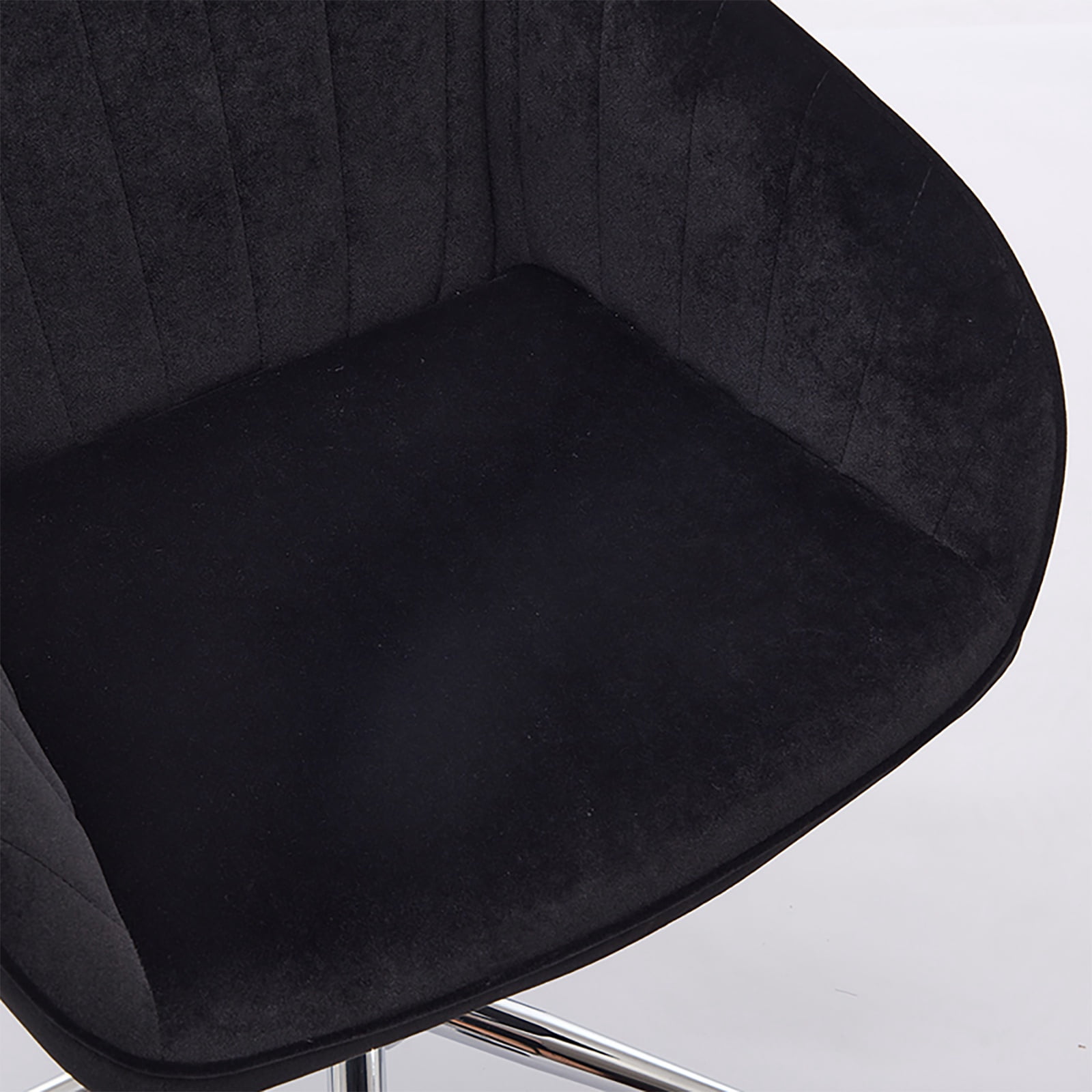 PORKISS Upholstered Desk Chair with Wheels, Ergonomic Adjustable Office Chair, Swivel Computer Task Chair with Velvet for Home Living Room Bedroom Workspace, Black