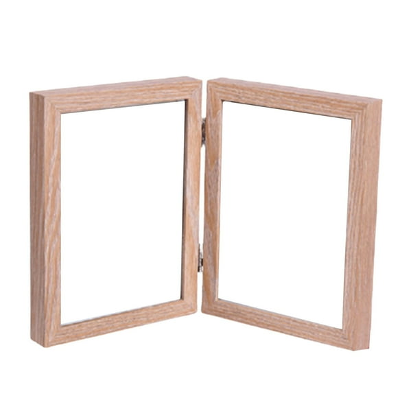 Sturdy Wooden Double Folding Photo Frame with HD Glass - Perfect Gift for Displaying 4x6 Inch Photos