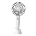 thumbnail image 4 of Ventilador de mano compacto y silencioso para escritorio con base, mini ventilador portátil de 3 velocidades para verano. Blanco, 4 of 9