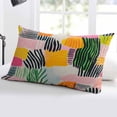 thumbnail image 5 of Contemporary Geometric Throw Pillow Cover 16 x 24 Inch Decorative Pillow Cover Color Block Striped Abstract Lumbar Pillowcase Seasonal Rectangle Cushion Case for Couch Sofa Bed Living Room, 5 of 7