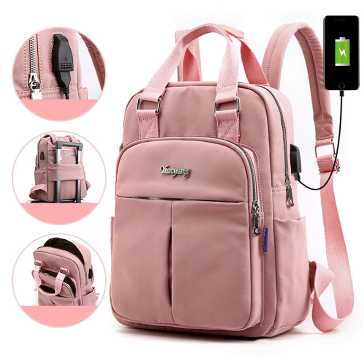 Details about   Women Set Canvas Backpack Shoulder School Rucksack Travel Pocket Girls Book Bag