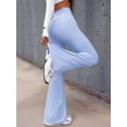 thumbnail image 6 of Workout Leggings Womens No Front Seam Straight Leggings High Waist Gym Yoga Pants Light Blue M, 6 of 8