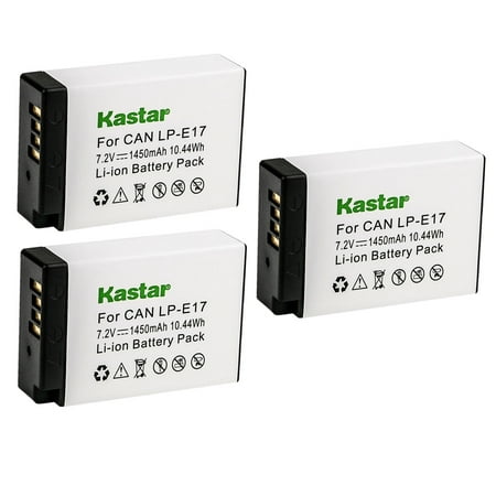 Image of Kastar 3-Pack LP-E17 Battery 7.2V 1450mAh Replacement for Canon EOS M3 EOS M5 EOS M6 EOS M6 Mark II Canon EOS 77D EOS 200D EOS 250D Canon EOS R8 Mirrorless EOS R50 Mirrorless Camera