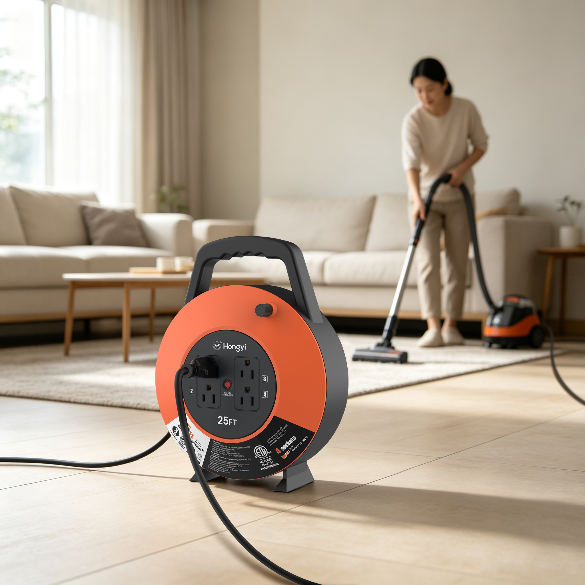 Hongyi 25 ft Extension Cord Reel with 4 Outlets photo 6