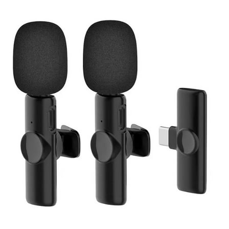 Wireless Lavalier Microphone for Phone, Computer -  Video Recording Lapel Lav Mic, 2 Mini Clip on Microphone Gseagtia
