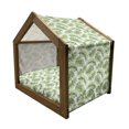 thumbnail image 2 of Palm Leaf Pet House, Exotic Pattern with Tropical Leaves in Watercolor Art Style Jungle Luau Hawaii, Outdoor & Indoor Portable Dog Kennel with Pillow and Cover, 5 Sizes, Fern Green, by Ambesonne, 2 of 5