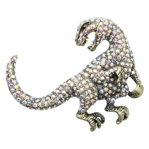Faship Gorgeous AB Rhinestone Crystal Dinosaur Pin Brooch