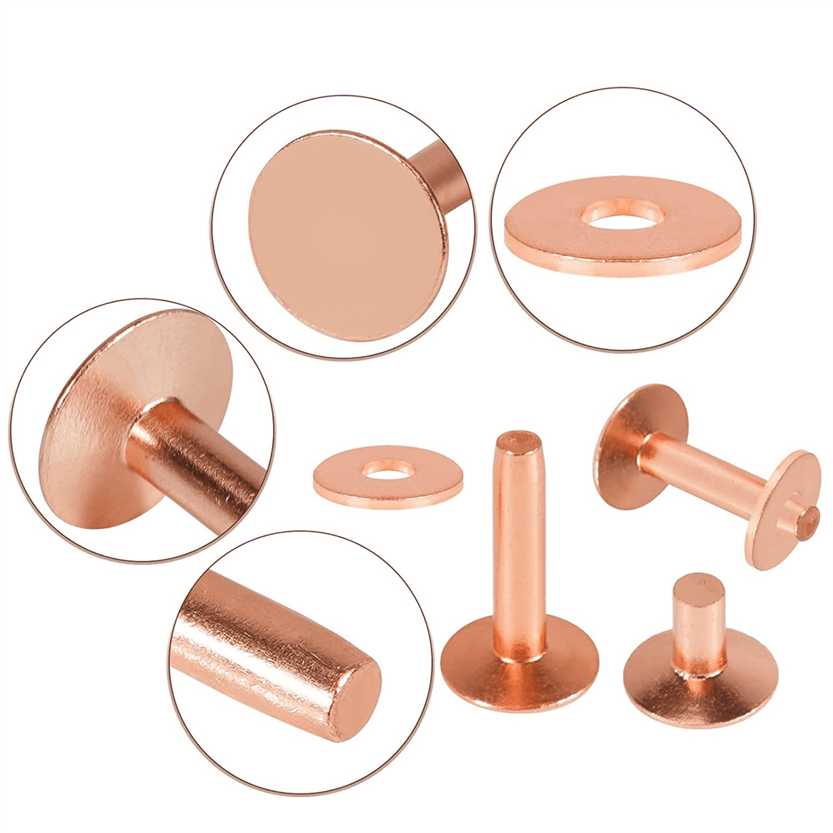 154Pcs Copper Rivets for Leather, Leather Rivets, Pure Copper Rivets and Burrs for Leather Work Jeans Jacket