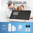 thumbnail image 3 of Riwcyla 433MHz Wireless WIFI + GSM Auto,dial System LCD Display Door Sensor PIR Motion Sensor Phone APP Remote Control Compatible with Home Voice Control Smart Home Burglar System, 3 of 6