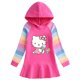 thumbnail image 2 of Hello Kitty-vestido con estampado de dibujos animados para niña, suéter con capucha de manga larga de arcoíris de algodón puro, falda de princesa dulce, primavera y otoño, 2 of 5