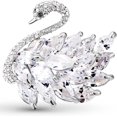 thumbnail image 1 of Broche Plaque Platine, Micro Pavé Zircon Cygne avec Zircons AAA, Platine, 40mm, 1 of 2