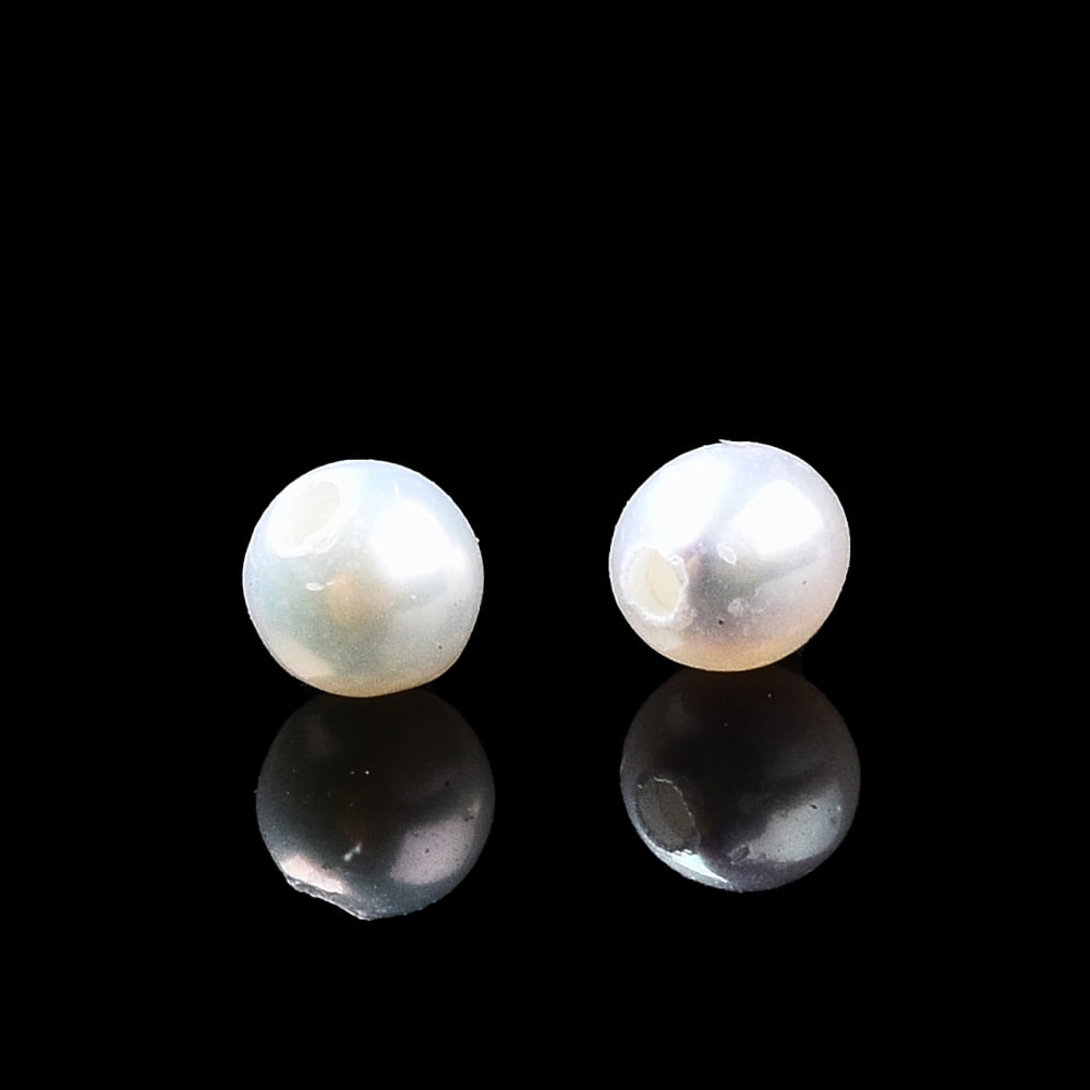 10 pc Natural Cultured Freshwater Pearl Beads Half Drilled Round White 2.5~3mm Hole: 0.8mmDIY
