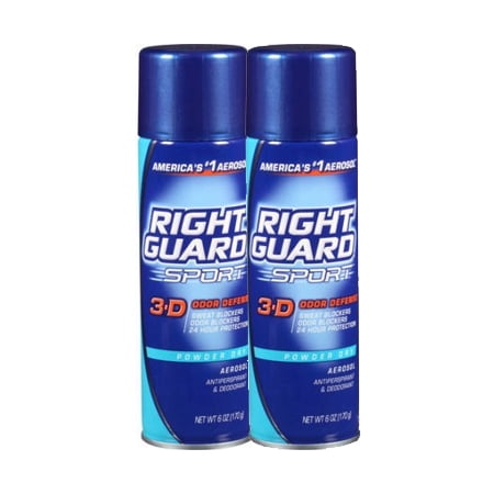 (2 Pack) Right Guard Sport Antiperspirant Deodorant Aerosol Spray, Powder Dry, 6