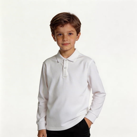 WELOIJEVBE Kids Boy's Long Sleeve Polo Shirts Boys Uniform Shirts Classic Collared Neck Polo Shirt Boys Boy Clothes 7-8 Years