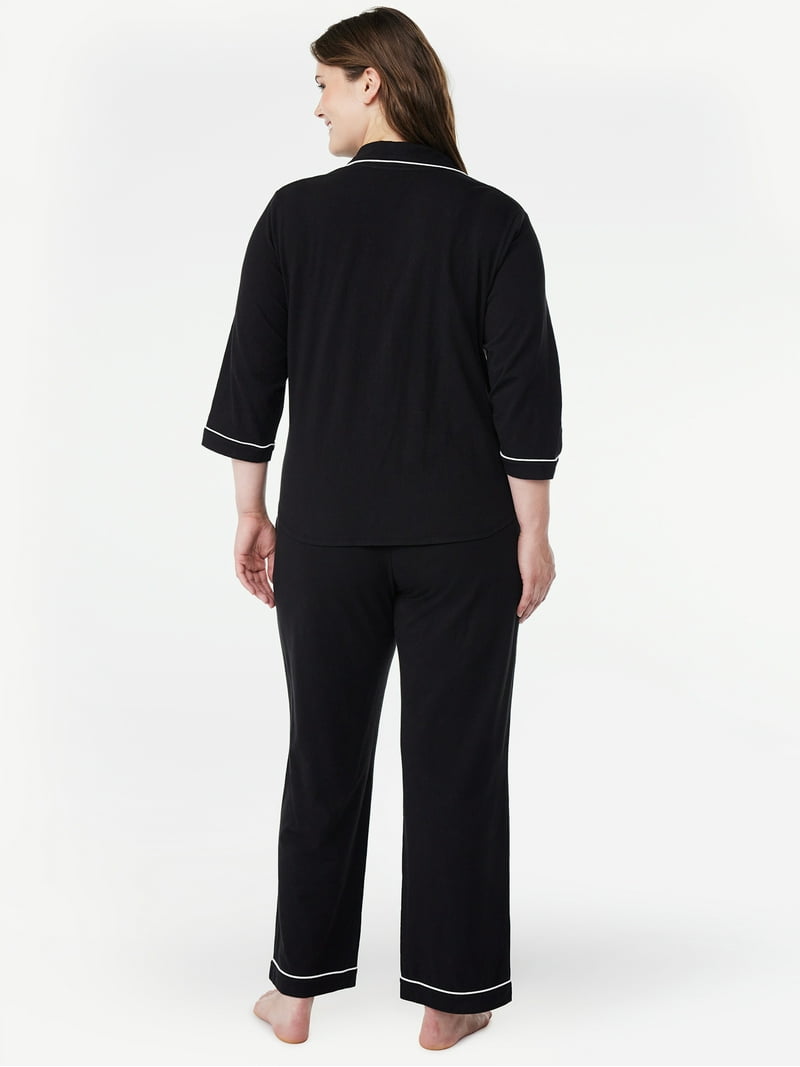 女王蜂 qb original night wear tops(cotton) Joyspun Women's Velour Notch Collar Top and Pants Pajama Set