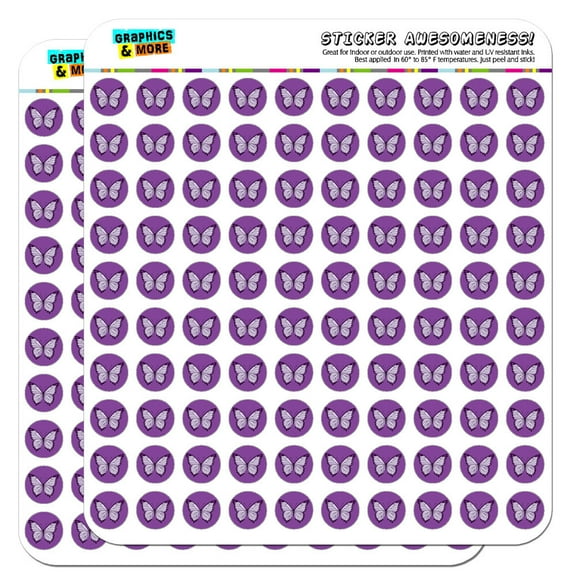 Purple Butterfly 1/2" (0.5") Scrapbooking Crafting Stickers