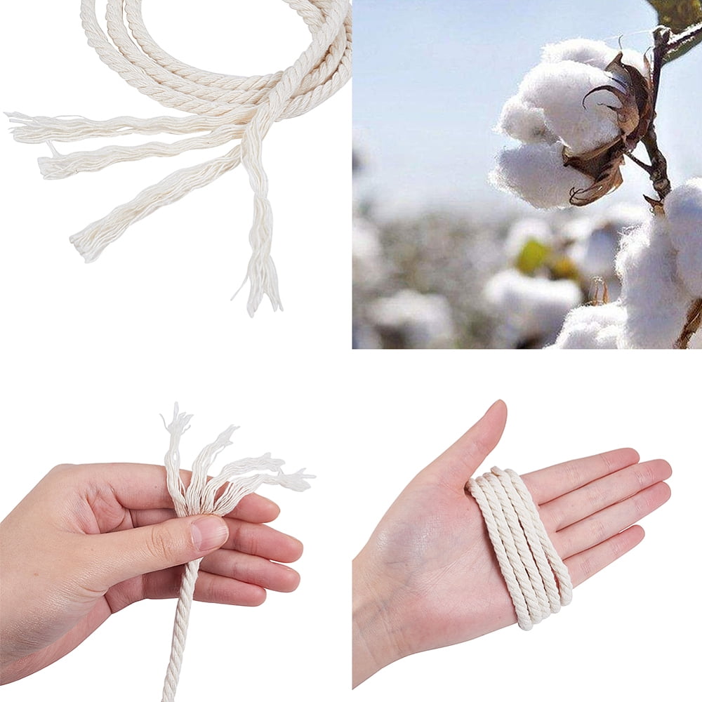 Macrame Cotton Cord Twisted Cotton Rope for Wall Hanging Plant Hangers Crafts and Wedding Decorations Creamy White 5mm 100m/roll