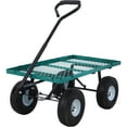 thumbnail image 4 of Steel Garden Cart, Heavy Duty 500 lbs Capacity Mesh Steel Garden Cart with Removable Mesh Sides, 180° Rotating Handle and 9.5 in Tires, Utility Garden Carts and Wagons for Garden, Farm, Yard, Green, 4 of 8