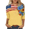 thumbnail image 2 of lcziwo Plus Size 3/4 Sleeve Tops for Women Cotton Stars Stripes Lightweight Tshirt Plus Size Independence Day Patriotic Holiday Family Shirts Multicolor M, 2 of 5