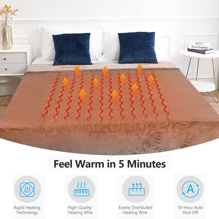 Electric Heated Blanket Twin 72 x 84 Large Heating Throw Blanket with 4  Heating Levels u0026 Timer 10 Hours Auto Off, Machine Washable, Warm Comfort  Blanket for Home Office Bed Sofa - Walmart.com