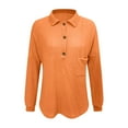 thumbnail image 4 of Kaprioy Womens Tops Waffle Knit V-Neck Long Sleeve T-shirts Button Down with Pockets Tunic Early Fall Fashion Clothing Orange, M, 4 of 5