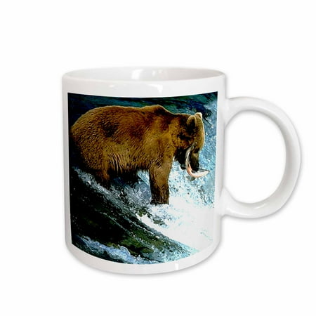 

3dRose Brown Bear Fishing Ceramic Mug 11-ounce
