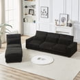thumbnail image 3 of 128-inch Corduroy with Cup Holder Super Large L-Shaped Sofa, Movable Footrest, Four Waist Pillows and Four Back Cushion, with USB Port and T-pyce Port, 3 of 17