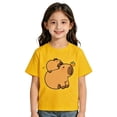 thumbnail image 2 of WAYUTE Girls Shirts Summer Short Sleeve Crew Neck Cartoon Graphic Tee Top for Toddler Kids Casual Fashion T-Shirt,Yellow,Size 11 Y-12 Y, 2 of 4