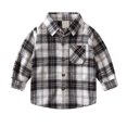 thumbnail image 5 of Gubotare Boys Shacket Toddler Boys Shirt Jacket Plaid Long Sleeve Kids Lapel Button Tops Outwear Breathable Fashion 5T 6T, 5 of 8