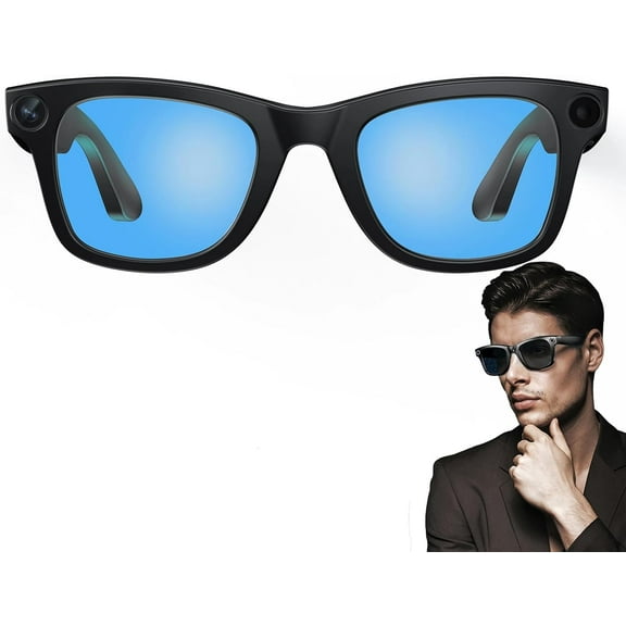 AI Smart Glasses, 800W Camera & 1080P Video, Smart Glasses with Camera and Bluetooth, AI Glasses for Calls & Musi,UV Protection,Anti-Blue Light Glasses Everyday Wear