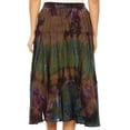thumbnail image 2 of Sakkas Justina Womens Dance Midi Full Circle Tie-dye Skirt with Elastic Waist - Olive - One Size Regular, 2 of 5